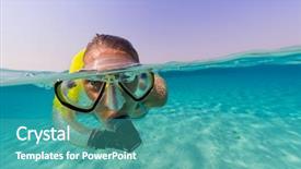  Presentation with outdoor activities - Presentation theme enhanced with land sea air - snorkeling woman exploring ocean sealife background and a teal colored foreground