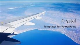  Presentation with land - Presentation with land sea air - wing of airplane flying above background and a light blue colored foreground