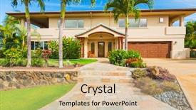  Presentation with sunny sky - Presentation theme with land sell - beautiful home exterior luxury home background and a coral colored foreground