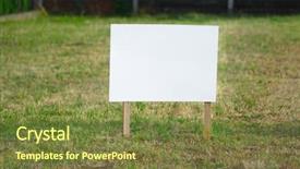  Presentation with signboard - PPT theme enhanced with land sell - empty signboard on a piece background and a tawny brown colored foreground