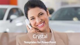  Presentation with phone - PPT layouts featuring land sell - smiling businessman making a phone background and a  colored foreground