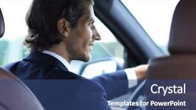  Presentation with wheel - Cool new slide deck with land sell - successful man sitting behind backdrop and a ocean colored foreground