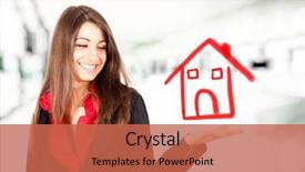  Presentation with real estate - PPT layouts enhanced with land sell - young woman real estate concept background and a red colored foreground