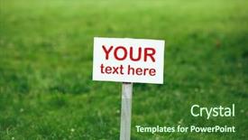  Presentation with green lawn - PPT theme with land sell - your text here sign background and a forest green colored foreground