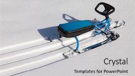  Presentation with sunny winter day the snow - Colorful PPT theme enhanced with land slide - scooter or snowmobile toy backdrop and a light gray colored foreground