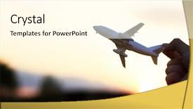  Presentation with plane - PPT theme enhanced with land transport - plane at sunset background and a cream colored foreground