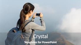  Presentation with hill - Slides consisting of land use - woman taking photo background and a gray colored foreground