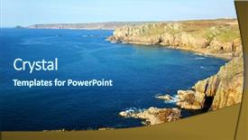  Presentation with coastal - Beautiful PPT theme featuring land water - beautiful coastal view of cornwall backdrop and a ocean colored foreground