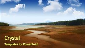  Presentation with water river - Theme with land water - river background and a tawny brown colored foreground