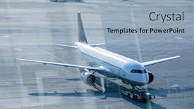  Presentation with airplane - Cool new slides with landed-airplane-rolling-on-taxiway backdrop and a light blue colored foreground