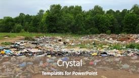  Presentation with landfill - Colorful slide deck enhanced with landfill near forest - environment pollution backdrop and a coral colored foreground