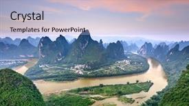  Presentation with landforms - PPT layouts consisting of landforms - guilin guangxi china karst mountains background and a light blue colored foreground