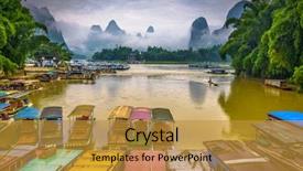  Presentation with china fmcg - Amazing PPT theme having landforms - guilin guangxi china karst mountains backdrop and a gold colored foreground