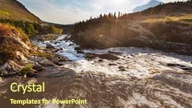  Presentation with landforms - PPT theme enhanced with landforms - picturesque rocky peaks background and a tawny brown colored foreground