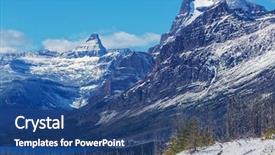  Presentation with snow covered trees and falling - Colorful PPT theme enhanced with landforms - scenic snow-covered peaks in winter backdrop and a ocean colored foreground