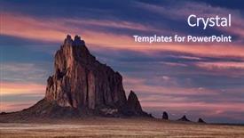  Presentation with volcanic rock - Slides with landforms - shiprock the great volcanic rock background and a ocean colored foreground