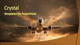  Presentation with airplane - Slides having landing airplane against glowing sky background and a tawny brown colored foreground