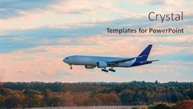  Presentation with autumn morning - Amazing slide deck having landing-airplane-in-the-morning backdrop and a lemonade colored foreground