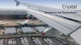  Presentation with london - Presentation theme consisting of landing at heathrow airport background and a light blue colored foreground