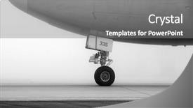  Presentation with aircraft takeoff - PPT theme having landing gear - aircraft on foggy runway waiting background and a gray colored foreground