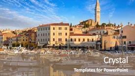  Presentation with church medieval - Beautiful PPT theme featuring landing high tower of church backdrop and a coral colored foreground