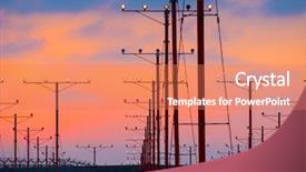  Presentation with airport runway - Cool new PPT theme with landing lights at sunset backdrop and a coral colored foreground