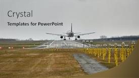  Presentation with air plane - Slides consisting of landing-of-a-passenger-plane background and a light gray colored foreground