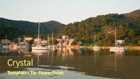  Presentation with yachting - PPT theme having landing-stage-in-adriatic-marine background and a tawny brown colored foreground