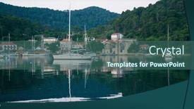 Presentation with yachting - PPT theme with landing-stage-in-adriatic-marine background and a ocean colored foreground