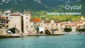  Presentation with stage - PPT layouts enhanced with landing-stage-in-adriatic-marine background and a ocean colored foreground