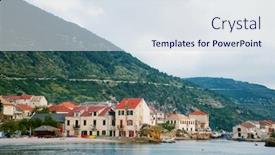  Presentation with stage - Theme having landing-stage-in-adriatic-marine background and a sky blue colored foreground