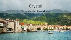  Presentation with stage - PPT layouts having landing-stage-in-adriatic-marine background and a light blue colored foreground