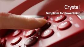  Presentation with number 1 - Beautiful presentation design featuring landline phone - finger pressing number button backdrop and a tawny brown colored foreground