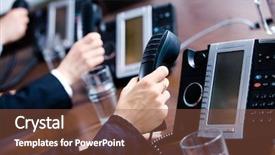  Presentation with customer service phone number - Beautiful slides featuring landline phone receivers at customer backdrop and a tawny brown colored foreground