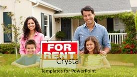  Presentation with family and home love concept - Colorful slides enhanced with landlord - hispanic family outside home backdrop and a gold colored foreground