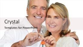 Presentation with house key - Beautiful theme featuring landlord - senior couple with house key backdrop and a lemonade colored foreground