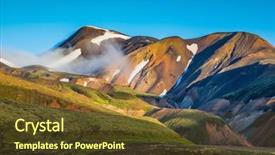  Presentation with mountain snow - Slides with landmannalaugar iceland in the hollow background and a tawny brown colored foreground