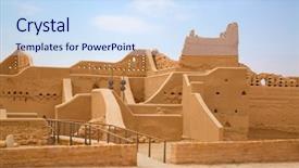  Presentation with riyadh - Cool new presentation theme with landmark - streets of the old city backdrop and a sky blue colored foreground