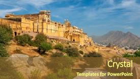  Presentation with tourism in india - Audience pleasing presentation theme consisting of view of amer amber fort backdrop and a tawny brown colored foreground
