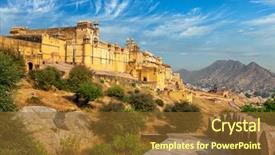  Presentation with india fort - Colorful theme enhanced with view of amer amber fort backdrop and a tawny brown colored foreground