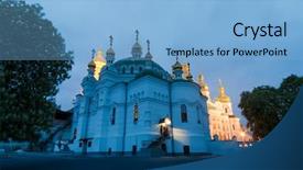  Presentation with religious - Slide deck consisting of landmark ancient shrine of orthodoxy background and a light blue colored foreground