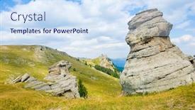  Presentation with ghost - Beautiful presentation featuring landmark-ghost-valley-demerdji-crimea backdrop and a sky blue colored foreground