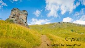  Presentation with ghost - PPT theme consisting of landmark-ghost-valley-demerdji-crimea background and a gold colored foreground