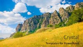  Presentation with ghost - Cool new presentation design with landmark-ghost-valley-demerdji-crimea backdrop and a gold colored foreground