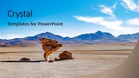  Presentation with stone - Theme with landmark in mountain bolivian desert background and a cyan colored foreground