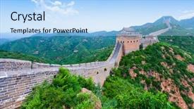  Presentation with great wall travelling - Presentation consisting of wall the landmark of china background and a light blue colored foreground