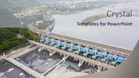  Presentation with water management - Presentation theme consisting of landmark-of-jiji-weir background and a lemonade colored foreground