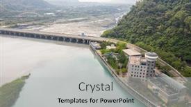  Presentation with water management - Colorful presentation theme enhanced with landmark-of-jiji-weir backdrop and a light gray colored foreground