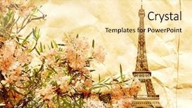  Presentation with old crumpled paper - Theme having landmark of paris - eiffel tower background and a blonde colored foreground