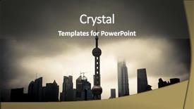  Presentation with china vs america - Amazing PPT theme having east asia - landmark of shanghai china backdrop and a dark gray colored foreground